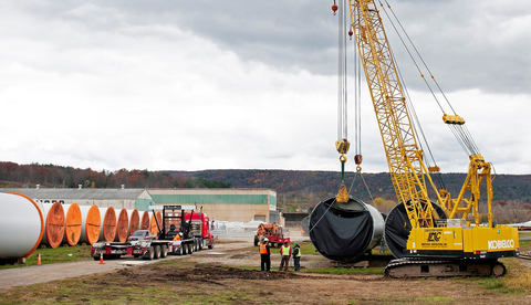 Customers that develop sustainable solutions are leveraging our footprint. Here, wind-turbine components are staged for transloading. (Photo: Business Wire)