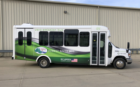 More than 50,000 existing gasoline-powered class 4 shuttle buses are eligible to be repowered with Lightning eMotors electric powertrains. (Photo: Forest River Bus)
