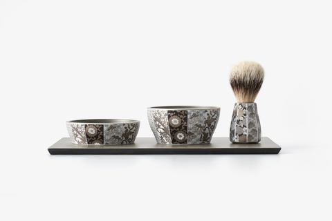 original facial cleansing brush (shaving brush), a whipping bowl, a soap bowl and a tray (Photo: Business Wire)