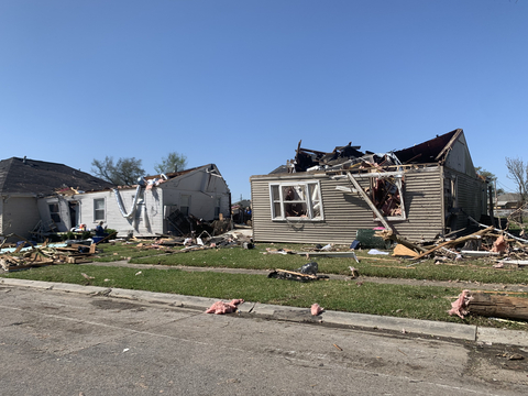 The tornado that struck New Orleans and St. Bernard Parish was rated as the strongest in the metro area’s history. This image provided by Rebuilding Together New Orleans shows a glimpse at the devastation communities are facing. (Photo: Business Wire)