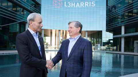 (r to l) Christopher E. Kubasik, Vice Chair and CEO of L3Harris Technologies, with Philip Bilden, Chairman and Managing Partner of Shield Capital. (Photo: Business Wire)