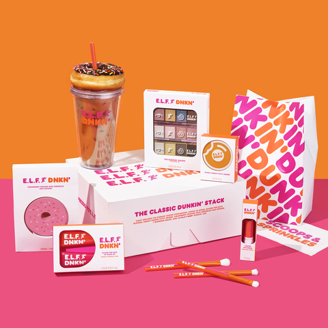 The e.l.f. x Dunkin’ makeup collection. Coffee-inspired textures, glazed-up formulas & ultra-pigmented shades—for a limited time only, e.l.f. runs on Dunkin’. (Photo: Business Wire)