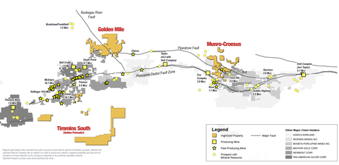 Figure 1 – Location of HighGold Projects in Timmins Gold Camp, Ontario (Graphic: Business Wire)
