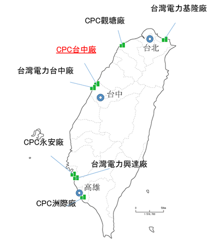 台灣國内的天然氣接收站（包含計畫中及建設中的接收站） (圖片：美國商業資訊)