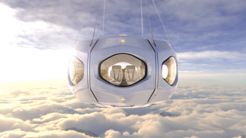 Rendering of World View Space Capsule Ascent into Stratosphere (Photo credit: Courtesy of World View)