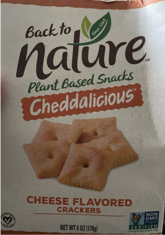 original Back to Nature Cheddalicious Cheese Flavored Crackers package (Photo: Business Wire)