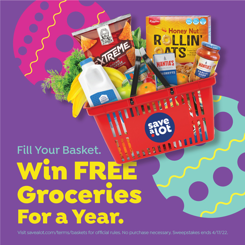 original Save A Lot, one of the largest discount grocery chains in the United States, celebrates Easter with a national sweepstakes in which one lucky winner will hop home with a year’s supply of groceries. Now through Easter Sunday (April 17), anyone can enter the sweepstakes by visiting SaveALot.com/baskets and signing up for Save A Lot’s email club, which provides access to exclusive deals and offers. For more information visit SaveALot.com. (Graphic: Business Wire)