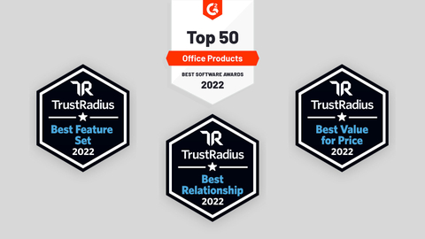 Kofax Power PDF Leads the Industry with Four Awards from TrustRadius and G2 (Graphic: Business Wire)