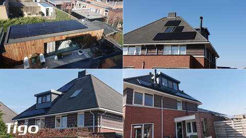 Zonne-energiedak in Nederland met vijf oriëntaties dat consequent 30% meer energie produceert door gebruikmaking van de Tigo MLPE Optimizers. (Foto’s beschikbaar gesteld door de huiseigenaar, energieadviseur De Git van NL HDG Energie Advies)