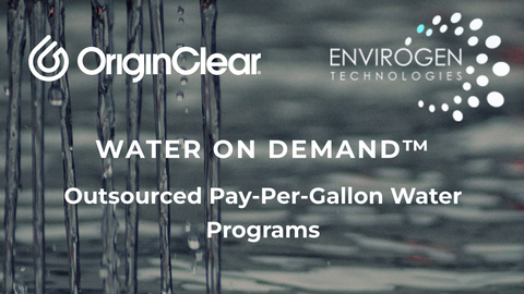 Described as Water Like An Oil Well™, Water On Demand enables accredited investors to earn royalties from water treatment as a managed service, potentially eliminating all up-front capital for businesses needing to clean their water. How to scale up? That’s where Envirogen Technologies comes in. They have the expertise to operate and maintain these sites, so that OriginClear can focus on finance and asset management for fully outsourced water systems throughout North America, and eventually the world. (Photo: OriginClear)