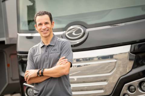 At the racetrack, four-time Indy 500 winner Hélio Castroneves uses his luxury American Coach® as his home-away-from home. (Photo: Business Wire)