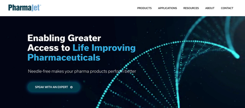 New interactive PharmaJet website features improved access to needle-free data, applications, and collaboration opportunities. It is aimed at expanding partner support with on-line tools for more rapid and efficient pharmaceutical development. (Graphic: Business Wire)