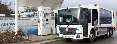An Allison transmission has been integrated into the UK’s first refuse collection vehicle (RCV) with a hydrogen fuel cell powertrain. (Photo: Business Wire)