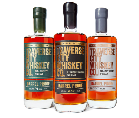 Traverse City Whiskey Co., a portfolio of premium whiskies and bourbon made in Michigan, today announced that its Barrel Proof Straight Rye Whiskey and Barrel Proof Straight Wheat Whiskey were awarded Double Gold medals at the prestigious 2022 San Francisco World Spirits Competition. (Photo: Business Wire)