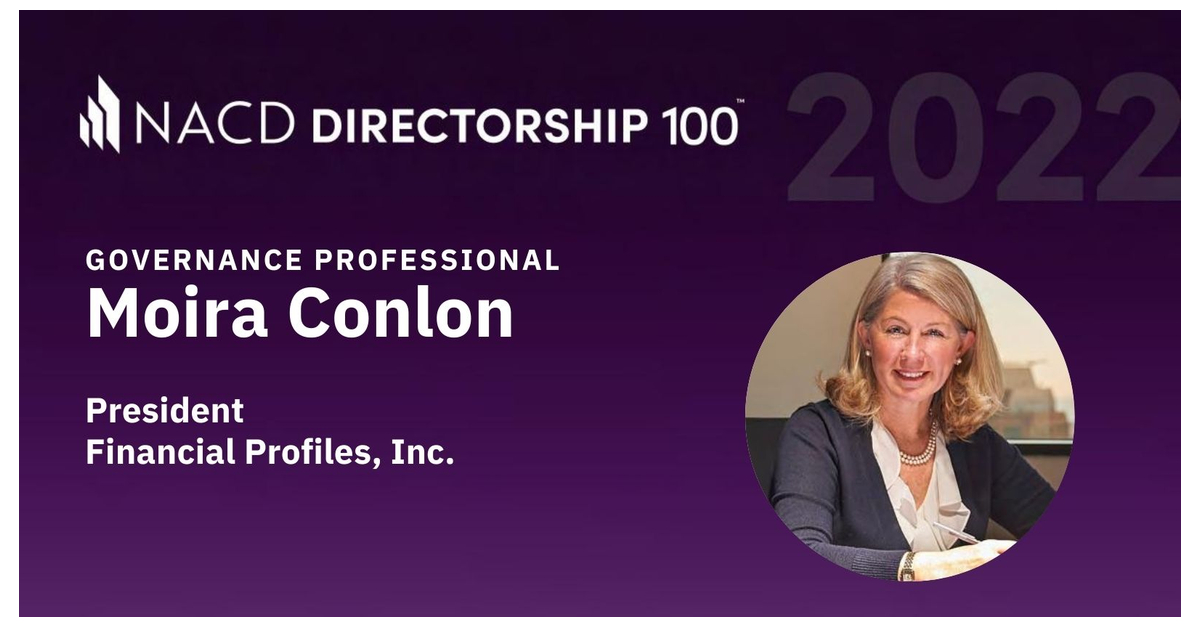 Moira Conlon, President of Financial Profiles, Inc., Recognized As NACD