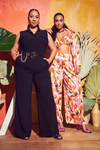 Designer Melissa Mercedes (left) and model in Melissa Mercedes x ELOQUII Collection (Photo: Business Wire)