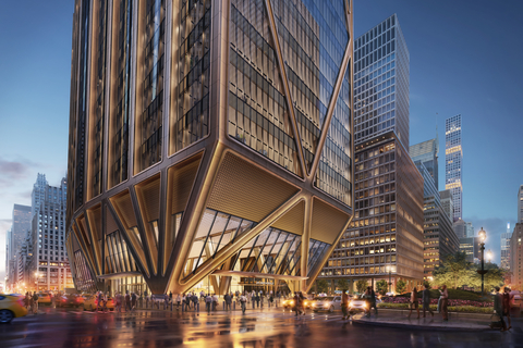 JPMorgan Chase's new global headquarters building at 270 Park Avenue will offer 2.5 times more ground-level outdoor space, featuring an expansive public plaza with street-level green spaces. (Photo: Business Wire)