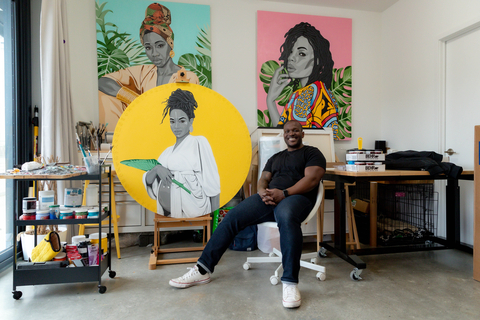 Benny Bing, pictured in his studio at Daniels DuEast Condominiums in Regent Park, is the inaugural artist to reside and create in a Daniels Work-Live unit. (Photography by Yasin Osman)