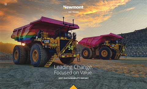 original Newmont Corporation's 2021 Annual Sustainability Report, the 18th successive report outlining the Company's commitment to sustainable and responsible mining and leading ESG practices. (Graphic: Business Wire)