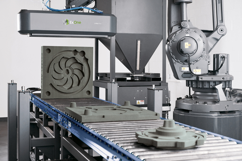 The ExOne S-Max® Flex is an affordable and easy-to-use robotic additive manufacturing system that foundries use to 3D print large and complex sand molds and cores for metalcasting. (Photo: Business Wire)