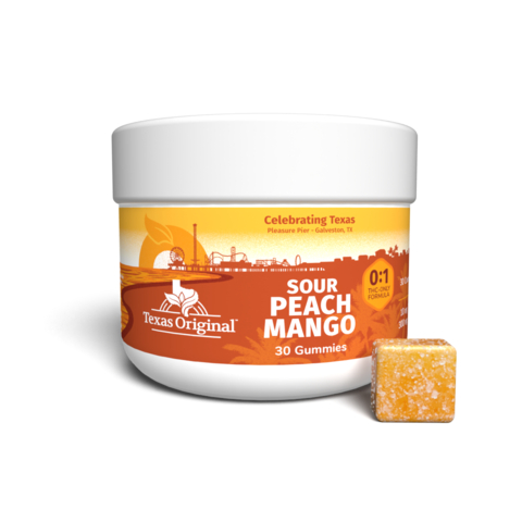 Texas Original announced its sour peach mango-flavored gummies will be available April 25, 2022. Qualifying patients can preorder the new flavor starting today. (Photo: Business Wire)