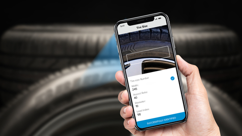 Anyline's Scanner kann auf der Website eines Reifenhändlers integriert werden und vereinfacht den Online-Reifenkauf, indem er es den Käufern ermöglicht, die Reifen mit der Smartphonekamera zu scannen und sowohl die richtige Größe als auch die Spezifikationen für das Fahrzeug zu finden. (Photo: Business Wire)