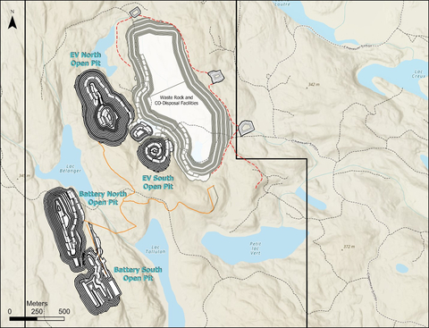 Figure 2. Location of the proposed La Loutre open pits