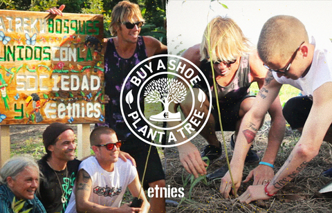 etnies Riders Ryan Sheckler and CJ Kanuha with etnies Owner and CEO Pierre-Andre in Costa Rica Planting the First Trees with Roberta from La Reserva Forest Foundation in 2011. Watch the video showing the first trees planted and the positive impact of etnies BASPAT so far: https://youtu.be/Rd4qhYm6OrY
