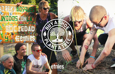original etnies Riders Ryan Sheckler and CJ Kanuha with etnies Owner and CEO Pierre-Andre in Costa Rica Planting the First Trees with Roberta from La Reserva Forest Foundation in 2011. Watch the video showing the first trees planted and the positive impact of etnies BASPAT so far: https://youtu.be/Rd4qhYm6OrY