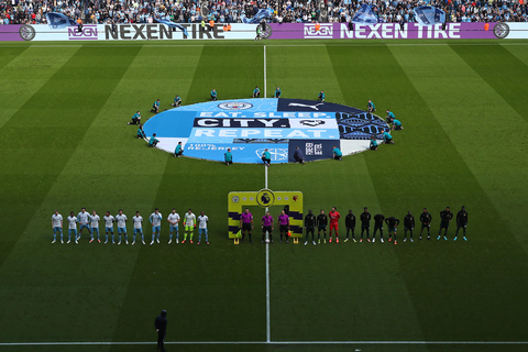 thumbnail Manchester City players wore special PUMA jerseys ahead of their clash against Watford on Saturday, which were made using repurposed football jerseys as part of PUMA’s innovative recycling project RE:JERSEY. (Photo: Business Wire)