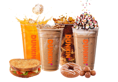 Get ready for more at Dunkin’: Mango Pineapple Dunkin’ Refresher, Cake Batter Signature Latte, Tomato Pesto Grilled Cheese, Cornbread Donuts & MUNCHKINS® Donut Hole Treats and more! (Photo: Business Wire)