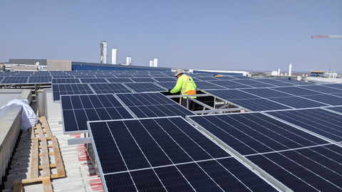 New rooftop solar installation under construction at Stratasys' Kiryat Gat Manufacturing installation. The installation is expected to generate 280 kWP and became operational in April 2022. (Photo: Business Wire)