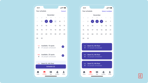 Plan ahead and schedule recurring days in the office with just a few taps (Graphic: Business Wire)