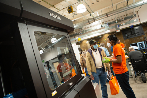 Visitors to the Brinkman Lab, located in RIT's Kate Gleason College of Engineering, saw demonstrations of the new, Xerox® ElemX™3D printer during the recent Imagine RIT: Innovation and Creativity Festival, April 23. Photo by Scott Hamilton, RIT/Photography