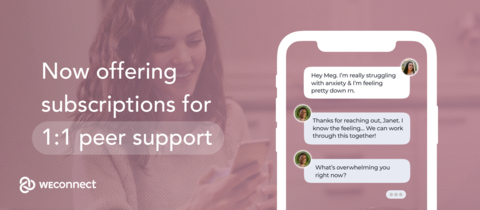 WEconnect now offers subscriptions for unlimited 1:1 peer support to help with the recovery journey (Graphic: Business Wire)