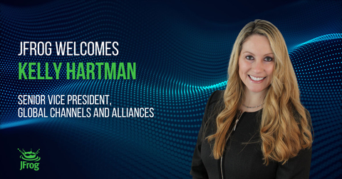 JFrog welcomes former IBM, AWS, and Cisco leader, Kelly Hartman, as SVP of Global Channels & Alliances. (Graphic: Business Wire)