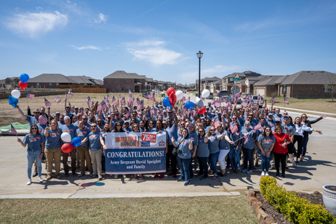 U.S. Army Sergeant David Speights and his family were surprised by members of the Pulte team announcing the life-changing news that he had been awarded a new mortgage-free home. (Photo: Business Wire)