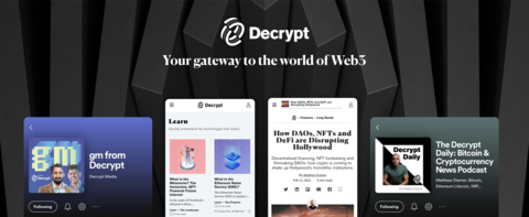 Leading crypto news publication and Web3 studio Decrypt has just announced its successful spinout from ConsenSys Mesh, the blockchain accelerator and incubator, after raising $10M in funding on a $50M post-money valuation, with plans to invest in editorial and production units, and to further develop PubDAO, the decentralized newswire co-launched by Decrypt and partners. (Graphic: Business Wire)