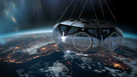 Rendering of World View Space Capsule Ascent into Stratosphere (Photo credit: Courtesy of World View)