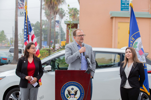 LACI President & CEO addressing the community and partners in the LACI EV Car Share pilot that inspired the EVs For All Bill (HR 6662). (Photo: Business Wire)