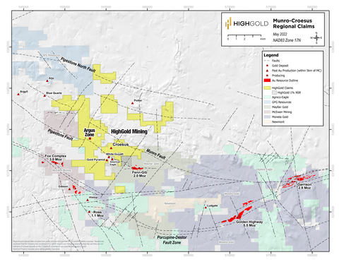 Figure 1 – Location of Munro-Croesus Project and New Argus Zone, east Timmins region, Ontario (Graphic: Business Wire)