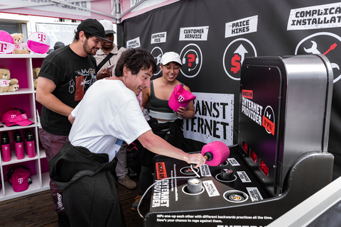 Whack-an-Internet Provider made its debut recently at a T-Mobile Rage Against Big Internet pop-up event at the Santa Monica pier in Southern California. Swarms of frustrated Big Internet customers stood in line for their chance at revenge. (Photo: Business Wire)