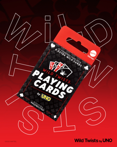 Mattel is launching WILD TWISTS™ PLAYING CARDS BY UNO® – the first UNO deck where players can play their favorite classic card games like Poker, Go Fish, and Gin Rummy – with the option to enjoy the wild twists and turns of UNO games that fans know and love. (Photo: Business Wire)
