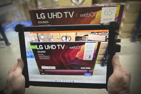 original The xDIM Mobile Dimensioning solution can now accurately measure the largest box dimensions up to 7-8 feet including 80-inch large screen TVs, refrigerators, washers, dryers and furniture (Photo: Business Wire)