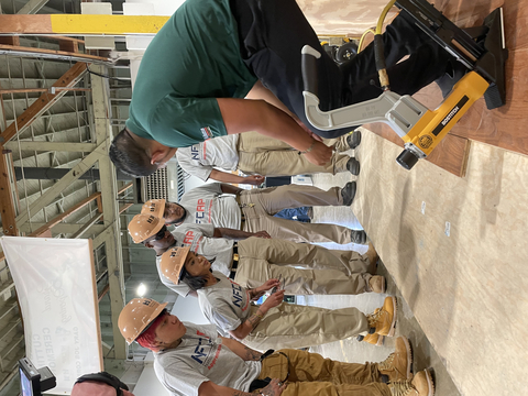 Carlos Mongalo, founder of the National Flooring Contractors Apprenticeship Program, gave Gary Job Corps students a flooring installation tutorial at NFCAP’s new training facility in San Marcos, Texas. The Gary Job Corps site is the first NFCAP training facility, where pre-apprentices will gain flooring installation experience using products from LL Flooring. Students will also be connected with participating LL Flooring contractors to serve as mentors for their apprenticeship. (Photo: Business Wire)