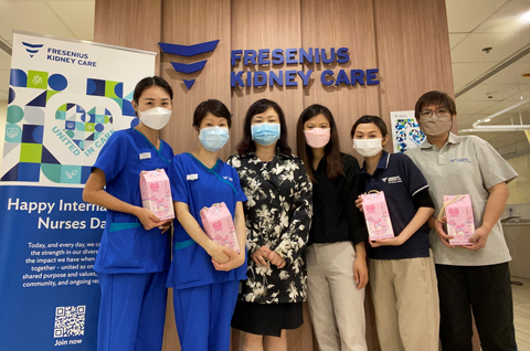 Respective country management team members of Fresenius Medical Care visited the clinics to show appreciation to the nurses. (Photo: Business Wire)