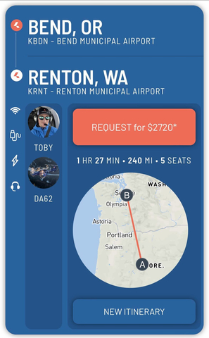 KinectAir Launches Commercial Operations in Pacific Northwest Under Part 135 partnership, Direct2 Air becomes first KinectAir trusted network partner making accessible, on-demand, point-to-point air travel a reality through its software platform (Photo: Business Wire)