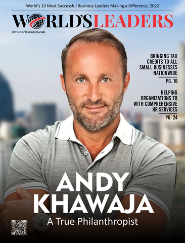 Dr. Andy Khawaja Featured on World's Leaders cover as a "True Philanthropist" for his work with Artificial Intelligence Defense Platform. (Photo: Business Wire)