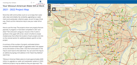 Missouri American Water debuts a new infrastructure investment map. (Photo: Business Wire)