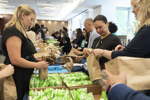 Event attendees pack 500 period product kits to be donated to the local community to help #EndPeriodPoverty (Photo: Ian Wagreich)